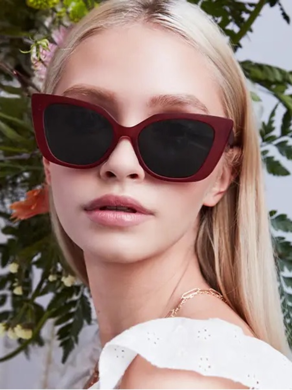 Topfoxx Sophia Burgundy Cat Eye Sunglasses Retro Old Hollywood Style